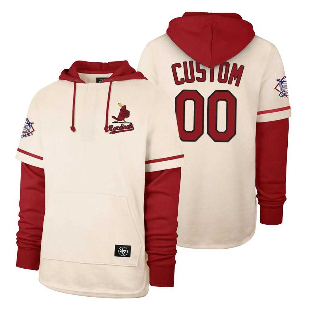 Men St.Louis Cardinals 00 Custom Cream 2021 Pullover Hoodie MLB Jersey